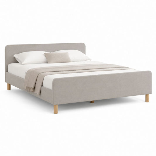 Letto matrimoniale imbottito rettangolare grigio chiaro in poliestere 160 x 200 cm