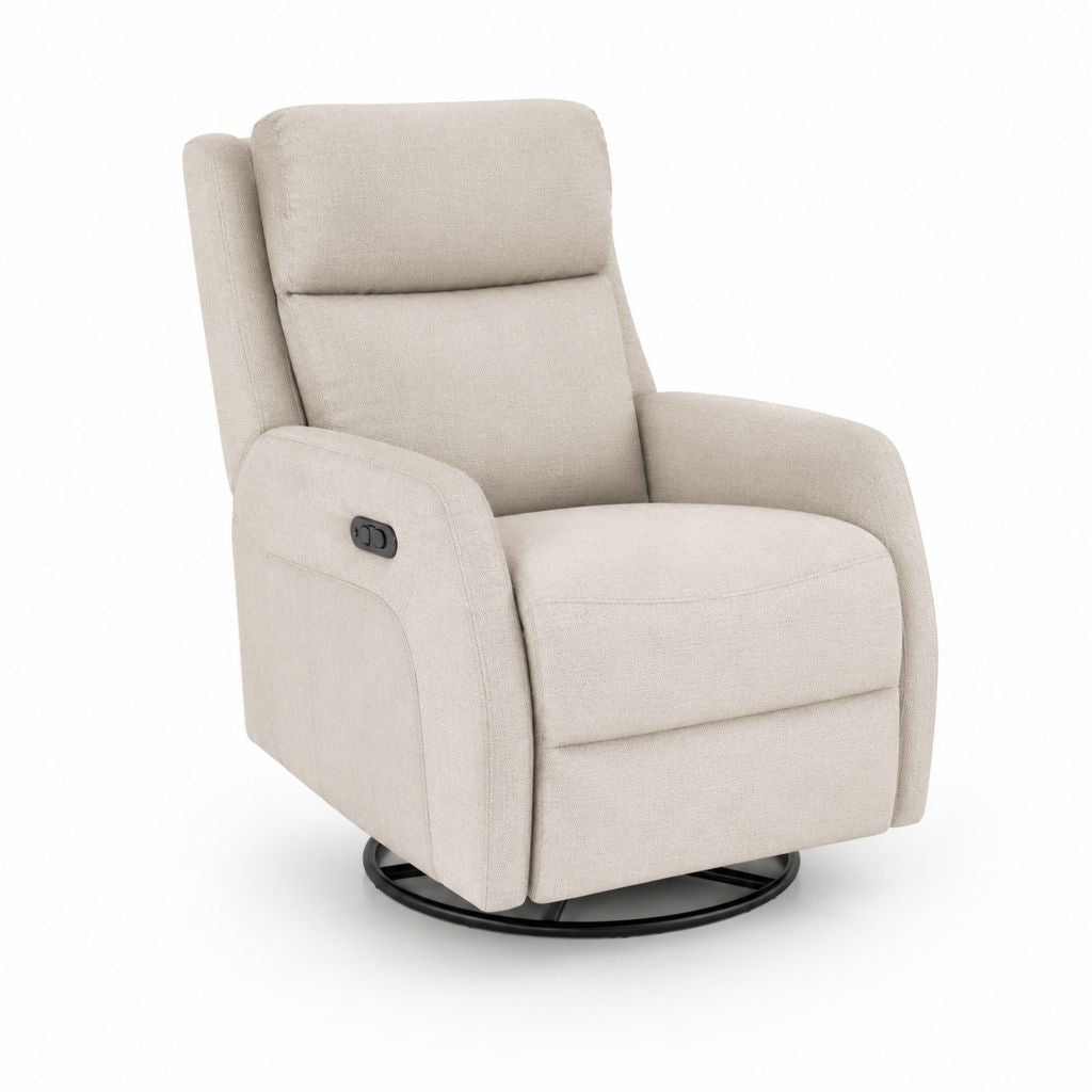 Poltrona relax elettrica reclinabile girevole beige in poliestere 82 x 90 x 104 cm