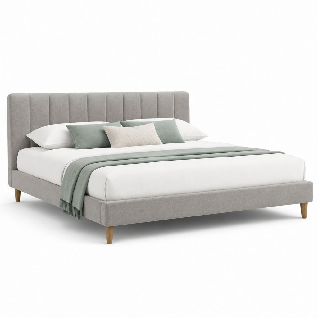 Letto matrimoniale imbottito rettangolare grigio in poliestere 160 x 200 cm 176 x 215 x 110 cm