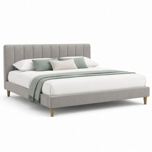 Letto matrimoniale imbottito rettangolare grigio in poliestere 160 x 200 cm 176 x 215 x 110 cm