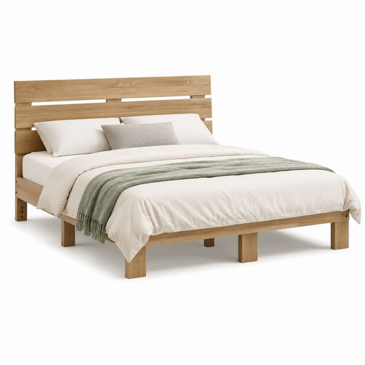 Letto matrimoniale in legno massello naturale rettangolare per materasso 160 x 200 cm